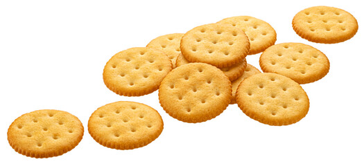 Round cracker isolated on white background, full depth of field