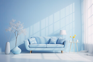 Modern Blue Living Room Interior Design