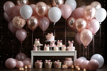 birthday party pink  balloons
