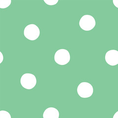Green seamless pattern with white dots