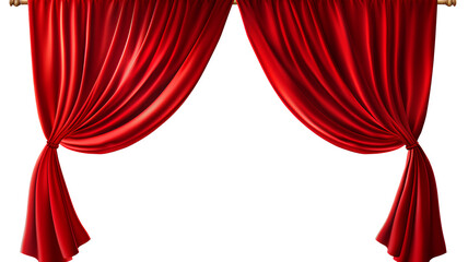 Red curtains on a transparent background, Generative AI