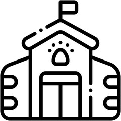 Vector Icon School, Training, Pet School, Paw, Building, Animals