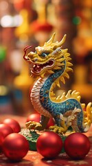 Fototapeta na wymiar Chinese Dragon New Year 3D render style. AI Generated.