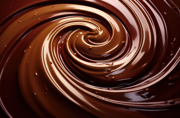 swirl of melted dark chocolate background, sweet liquid cocoa dessert