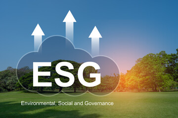 ESG, environmental, social and governance for sustainable organizational business company development. - obrazy, fototapety, plakaty