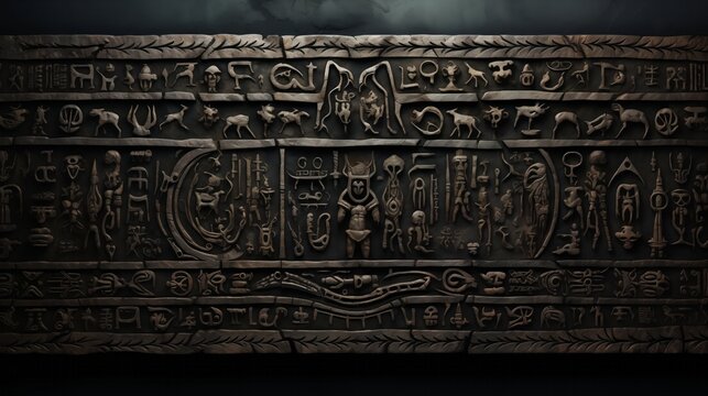 Enigmatic tablet, etched runes, preserves Nordic sagas and legends.