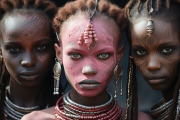 kobiety z Afrykańskiego plemienia.  - obrazy, fototapety, plakaty