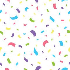Fototapeta na wymiar Vector confetti seamless pattern on white background.Colorful paper cuts, sprinkles or sweet sugar decorations background. Colorful pattern for birthday, party, celebration or for any other concept.