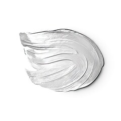Silver glitter paint stain isolated on white background. Gray shining brush stroke design element. Grunge grey metal paint texture
