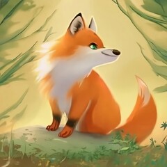 Cute fox cartoon, creative fox Animal Modern Simple Design Concept logo set, Cute Red Fox in Scarf Watching Leaf Falling and Meditating in Yoga