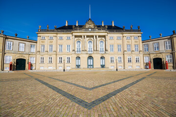 Fototapeta na wymiar Brockdorff's Palace - one of the four palaces of Amalienborg in Copenhagen, Denmark