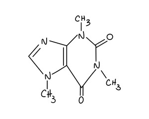Simple drawing of a caffeine molecule