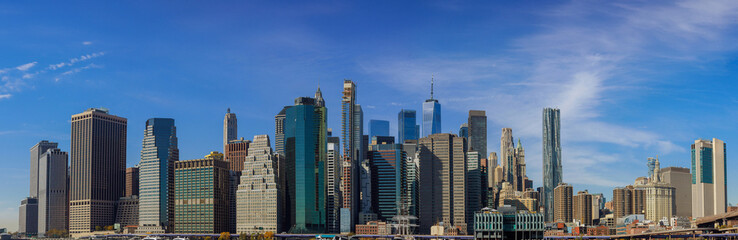 Beautiful panoramic view of New York City with skyline Manhattan midtown business district office buildings