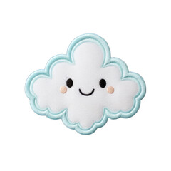 Cute cloud embroidery patch isolated on transparent background. Cute decoration for clothes and accessories