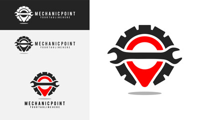 mechanic point logo design. point and mechanic logo, simple design vector illustration. good for use in mechanical businesses