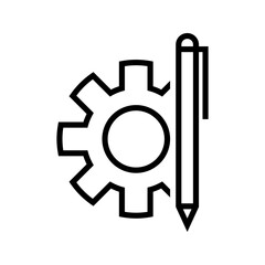 cogwheel with pen icon vector