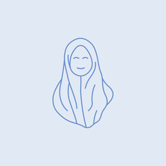 Women Hijab Beauty icon logo vector design. Editable stroke.