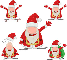 Christmas Santa Claus full body set. vector illustration