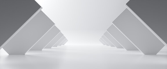 Abstract Futuristic empty floor and room Sci-Fi Corridor With light for showcase,room,interior,display products.Modern Future cement floor and wall background technology interior concept.3d render © Nuchjaree