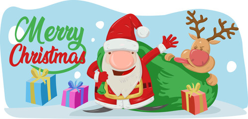 cute Santa Claus Holiday cartoon character in winter season. vector illustration