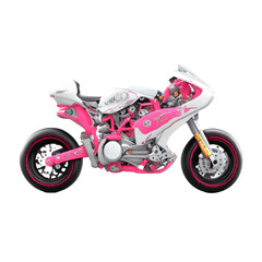 motorcycle on white background,Cartoon Avatar for Digital Content,Character Illustration for Creative Projects