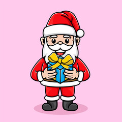 cute santa claus gives gifts to you