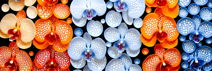 3D Orchideen generiert mit KI - obrazy, fototapety, plakaty