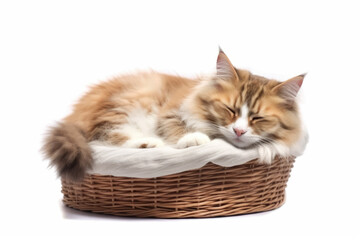 norwegian forest cat sleeping on isolated background