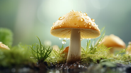 fresh mushroom in nature - obrazy, fototapety, plakaty