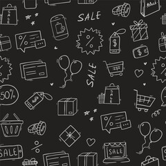 Black friday banner template with lettering and doodle elements. Black Friday sale banner. Social media vector illustration template
