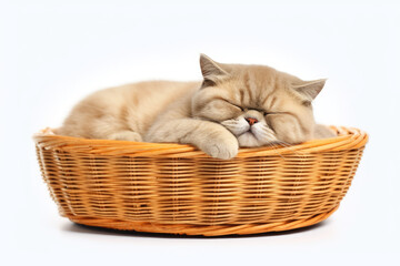 Fototapeta na wymiar scottish fold cat sleeping on isolated background