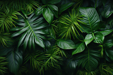 Verdant Serenity: A Lush Green Foliage Background,fern leaves,leaf - obrazy, fototapety, plakaty