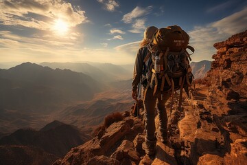 climber on the top of mountain