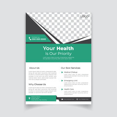 Vector medical healthcare flyer design and template