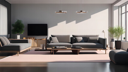 Fototapeta premium Modern minimalist style living room