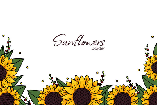 Sunflower frame. Sunflower vector background for image and text. Collection decorative floral design elements. Vector illustration EPS10