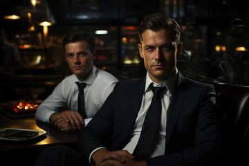 Fototapeta premium two businessmans in cafe