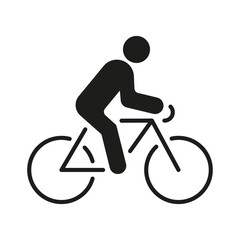 Man on Mountain Bicycle Silhouette Icon. Cyclist on Bike Glyph Pictogram. Professional Rider on Cycle Solid Sign. Sport Race Symbol. Outdoor Activity, Active Lifestyle. Isolated Vector Illustration
