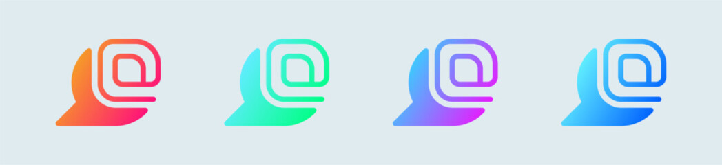 Mention solid icon in gradient colors. At signs vector illustration.