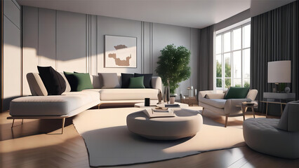 Fototapeta premium Modern minimalist style living room