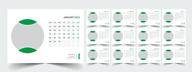 Planner template with calendar for 2024 year