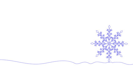 Christmas New Year background design. Snowflake in the style of line art of one line. For holiday greetings