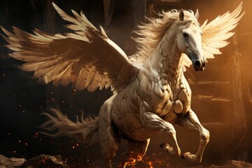 Obraz na płótnie Canvas white horse with wings