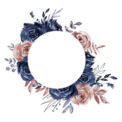 Floral frame with watercolor roses