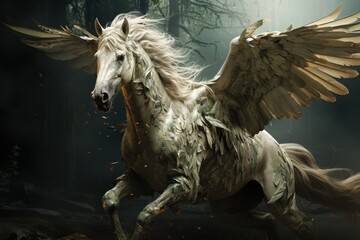 Obraz na płótnie Canvas white horse with wings