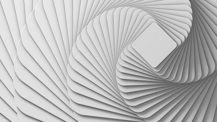 abstract white geometric background in the form of squares with rounded corners. 3D render.