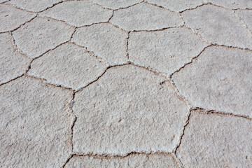 Close up of the salt flat crystals Salinas Grandes in Salta, Andes, North Argentina, South America