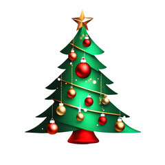 illustration, christmas, tree, christmas tree, generative ai