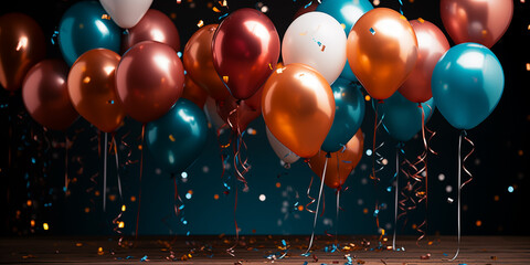 Fototapeta na wymiar balloons and confetti