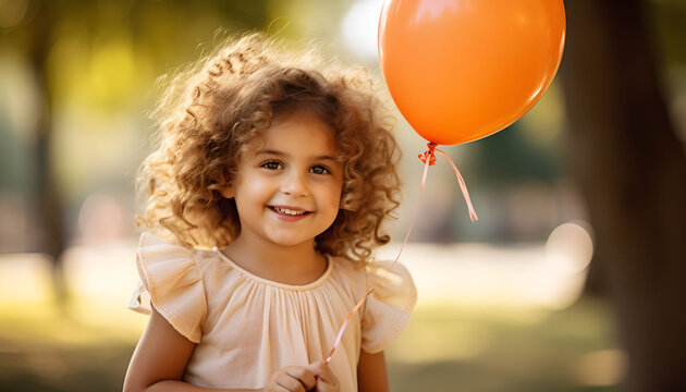 A Portrait Of Happy little girl holding a balloon,Premium Quality Image, HD Wallpaper